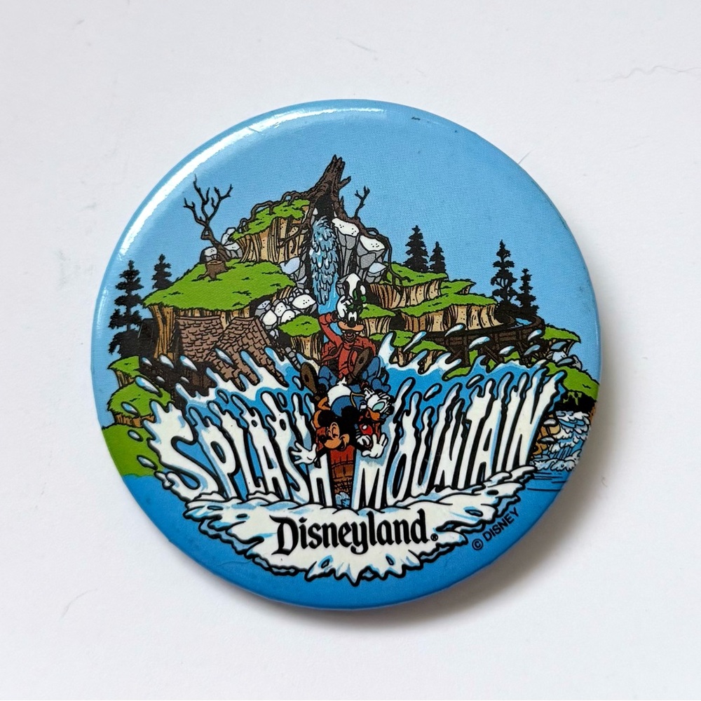 Disney Splash Mountain Pin- Vintage 1989 Disneyland Rare Button Souvenir Mickey